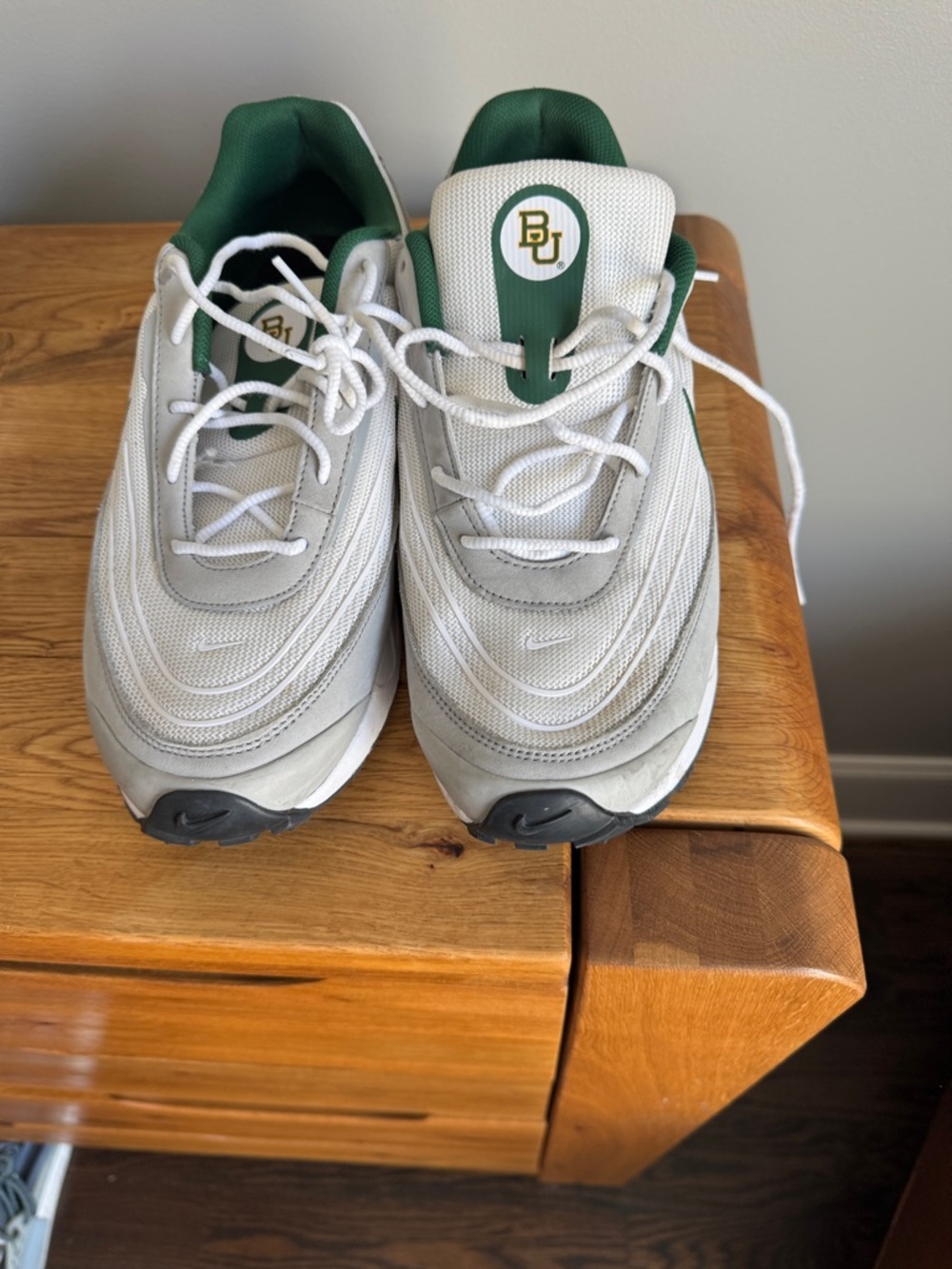 Nike Men’s White and Green Athletic Sneakers